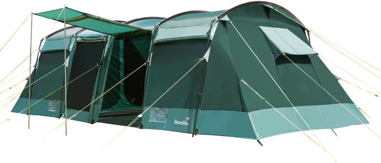 Skandika Tunnelzelt Montana 8 Personen | Camping Zelt mit/ohne eingenähten Zeltboden, mit/ohne Sleeper Technologie, 3-4 Schlafkabinen, 5000 mm Wassersäule, Moskitonetze | großes Familienzelt Skandika